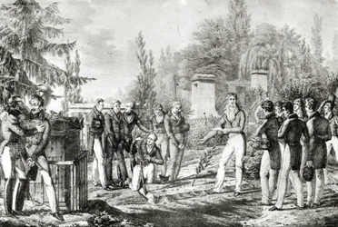 Students from the Ecole Polytechnique at the tomb of Gaspard Monge, September 1818